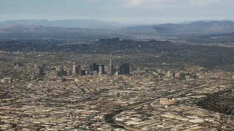 Downtown Los Angeles skyline from the air
