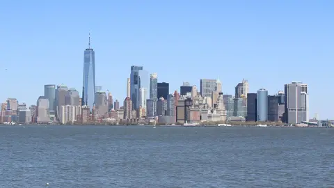 Lower Manhattan skyline from Liberty Island