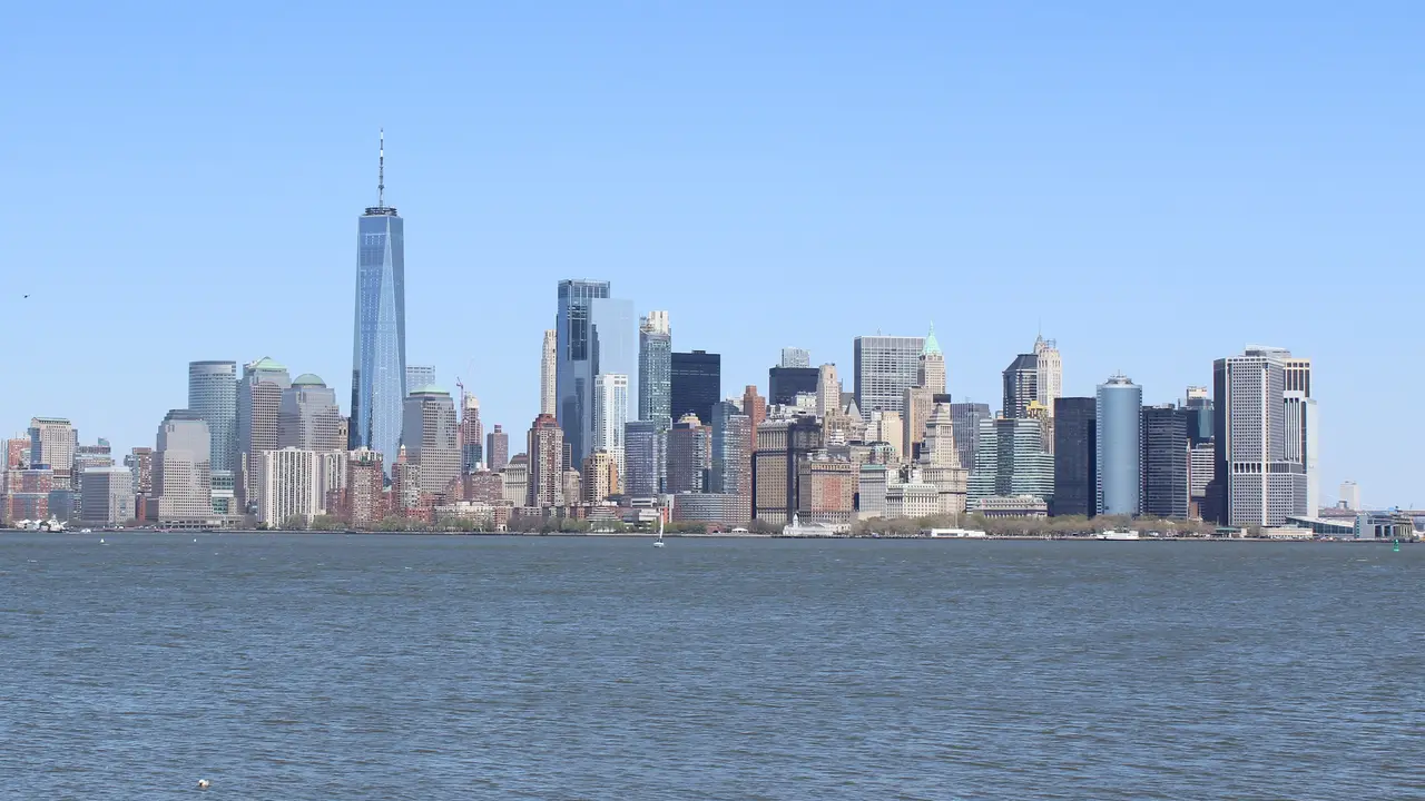 Lower Manhattan skyline from Liberty Island